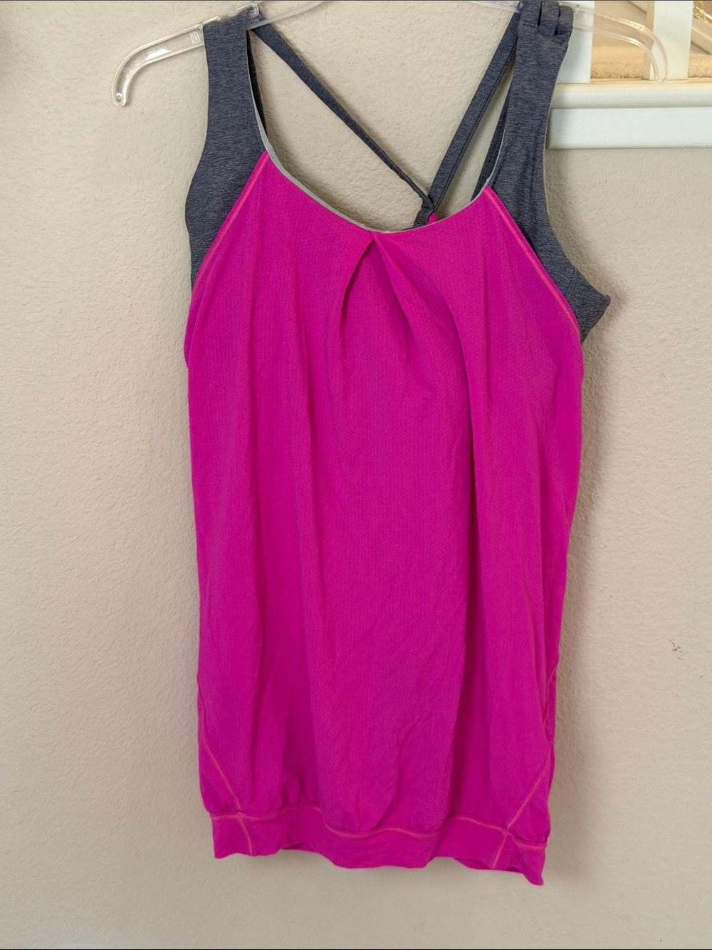 Lululemon No Limits Pink Racerback Tank Top with Gray Sports bra